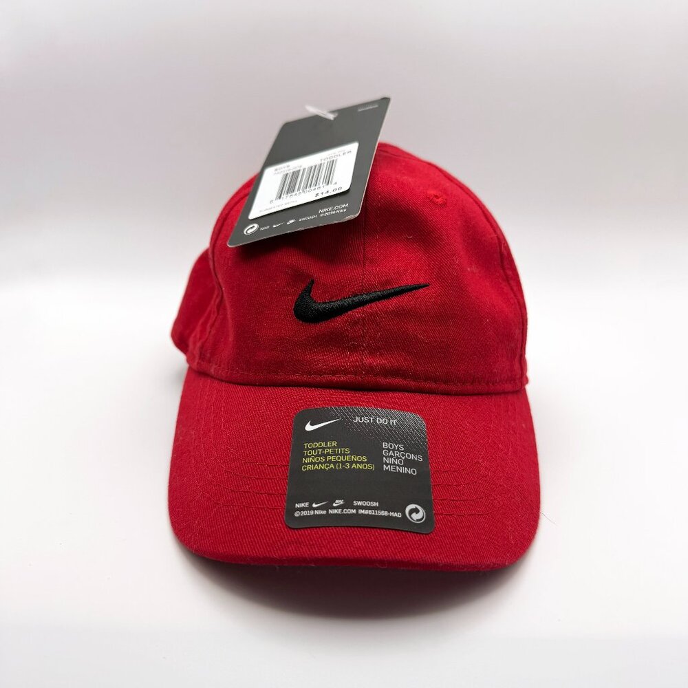 Nike Toddler Red & Black Swoosh Adjustable Hat - New with Tags